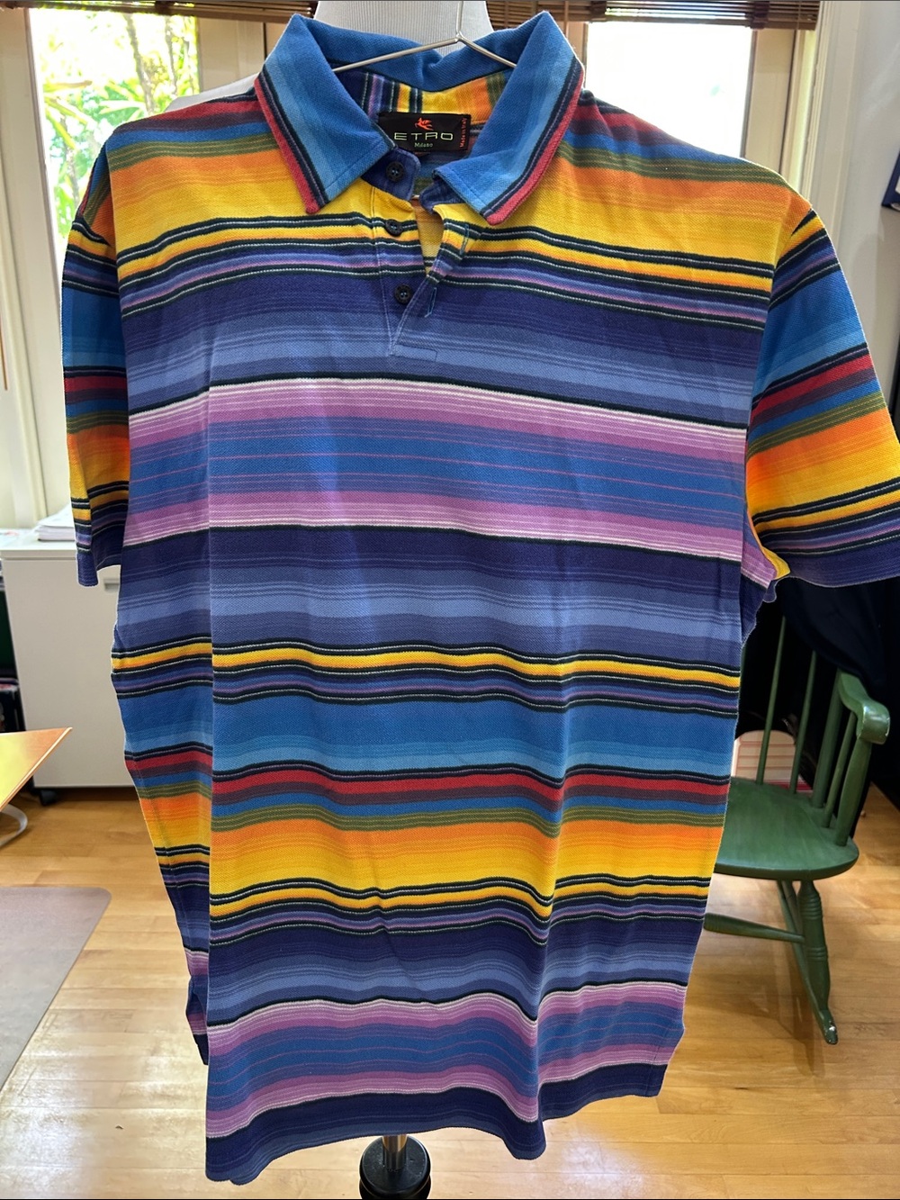 Etro Multicolor Striped Polo - Blue, Yellow, Purple